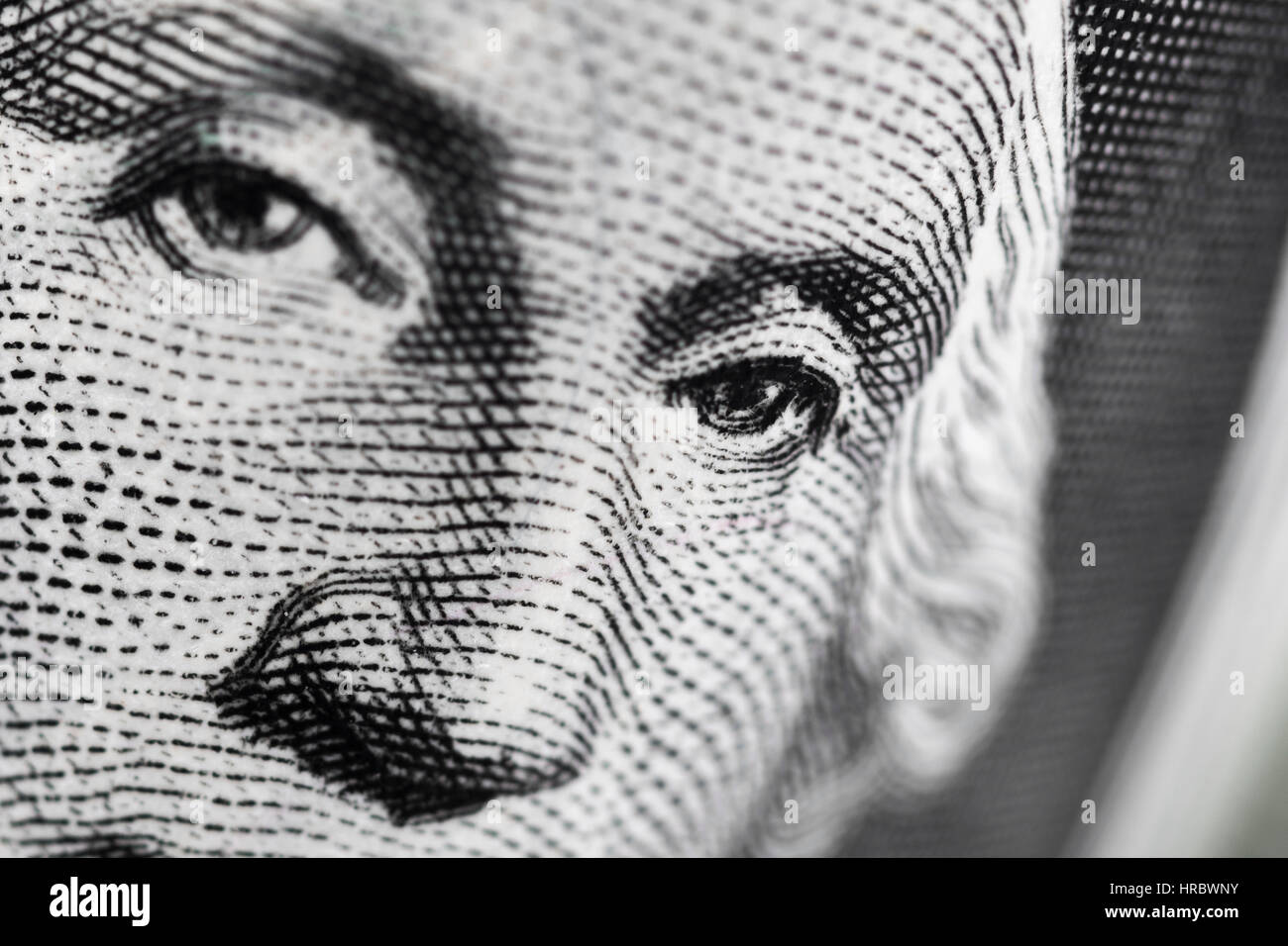 Macrophoto of Washington's face on US 1 / one dollar bill