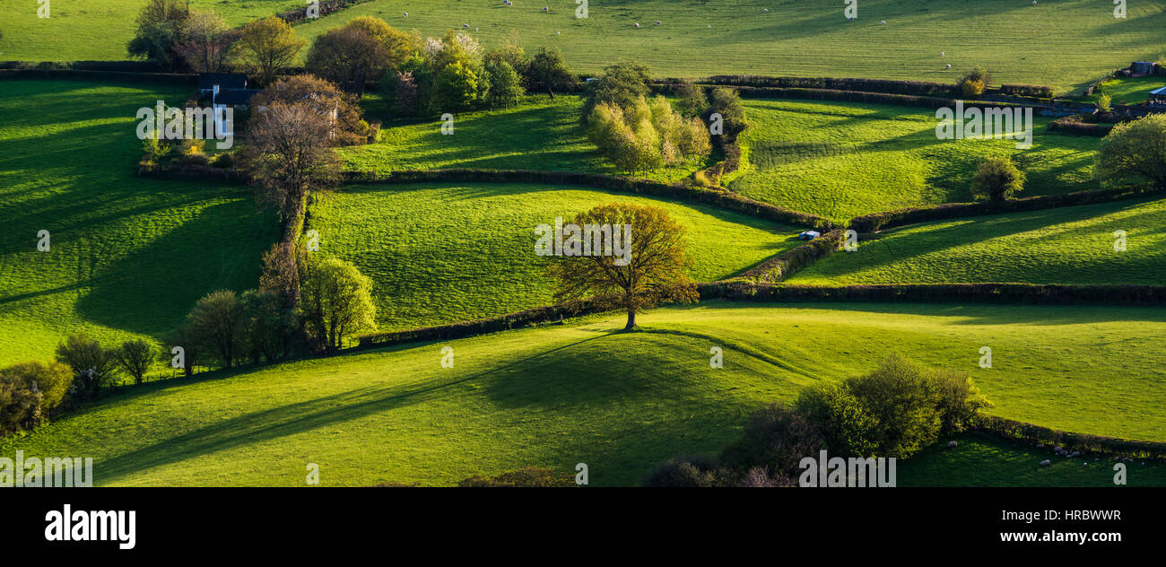 A rural landscape around Abergavenny in the Brecon Beacons, Wales UK Stock Photo