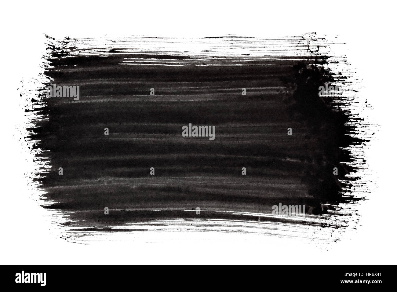 Black thick brush stroke isolated on the white background. Raster ...
