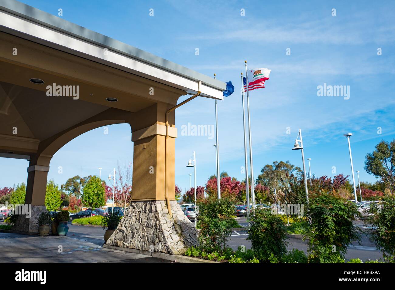 Entryway to the Sheraton Sonoma County Petaluma hotel in Petaluma, California, November 27, 2016. Stock Photo