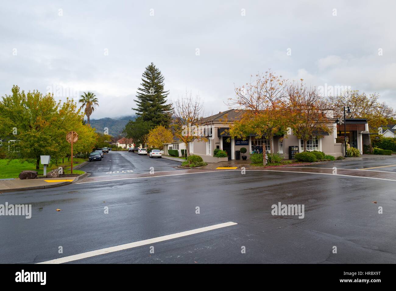 Downtown section of the town of Yountville, Napa Valley, California