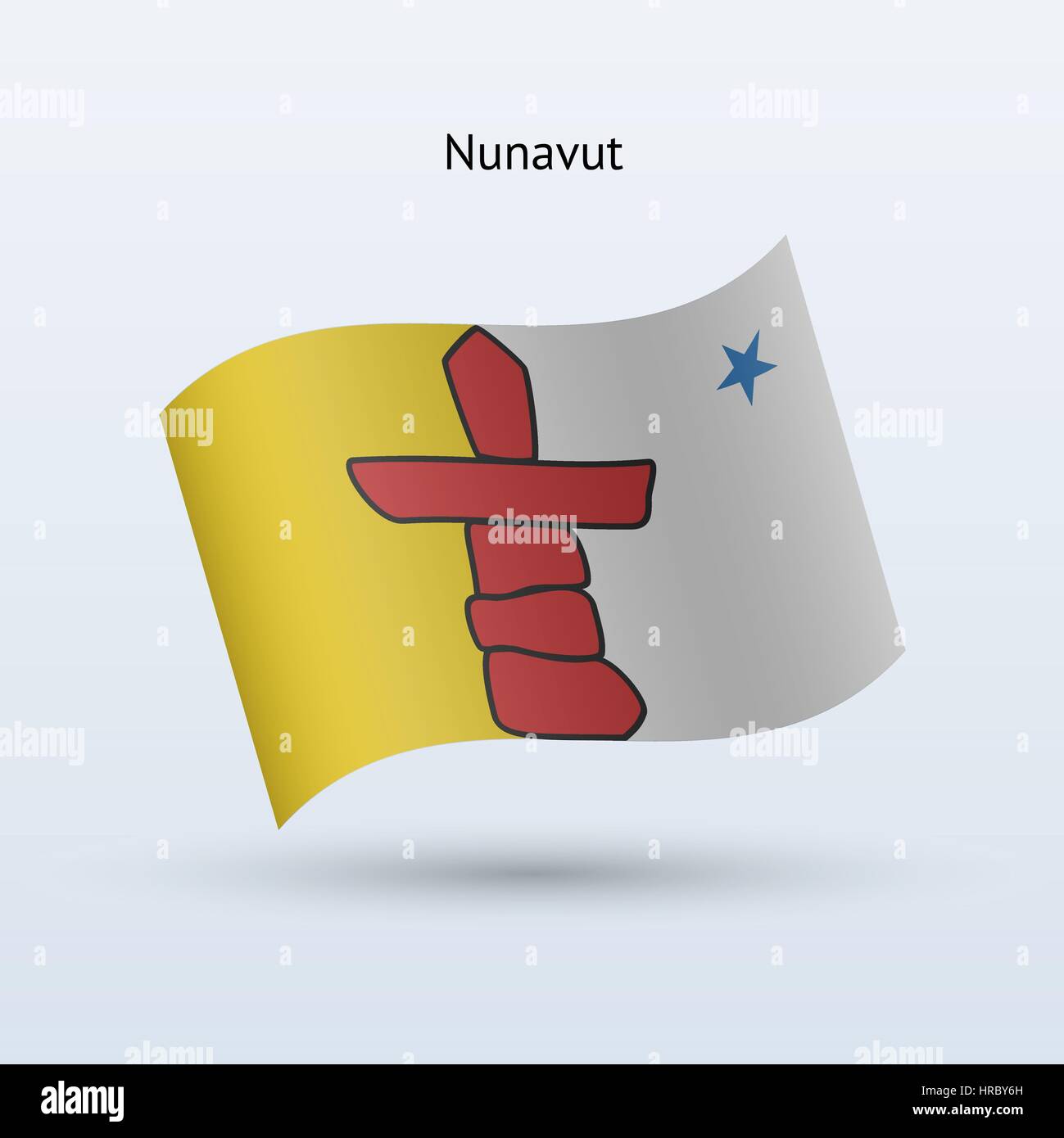 Canadian territory of Nunavut flag waving form on gray background. Vector illustration. Stock Vector