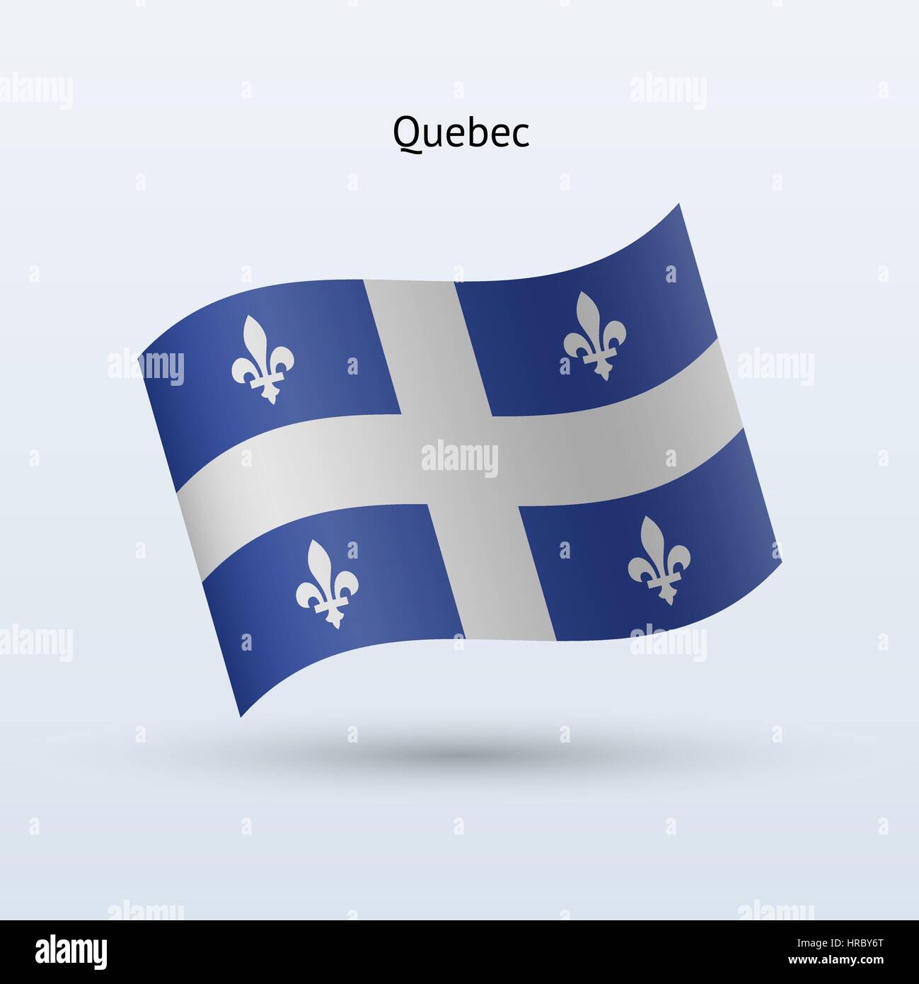 Canadian province of Quebec flag waving form on gray background. Vector