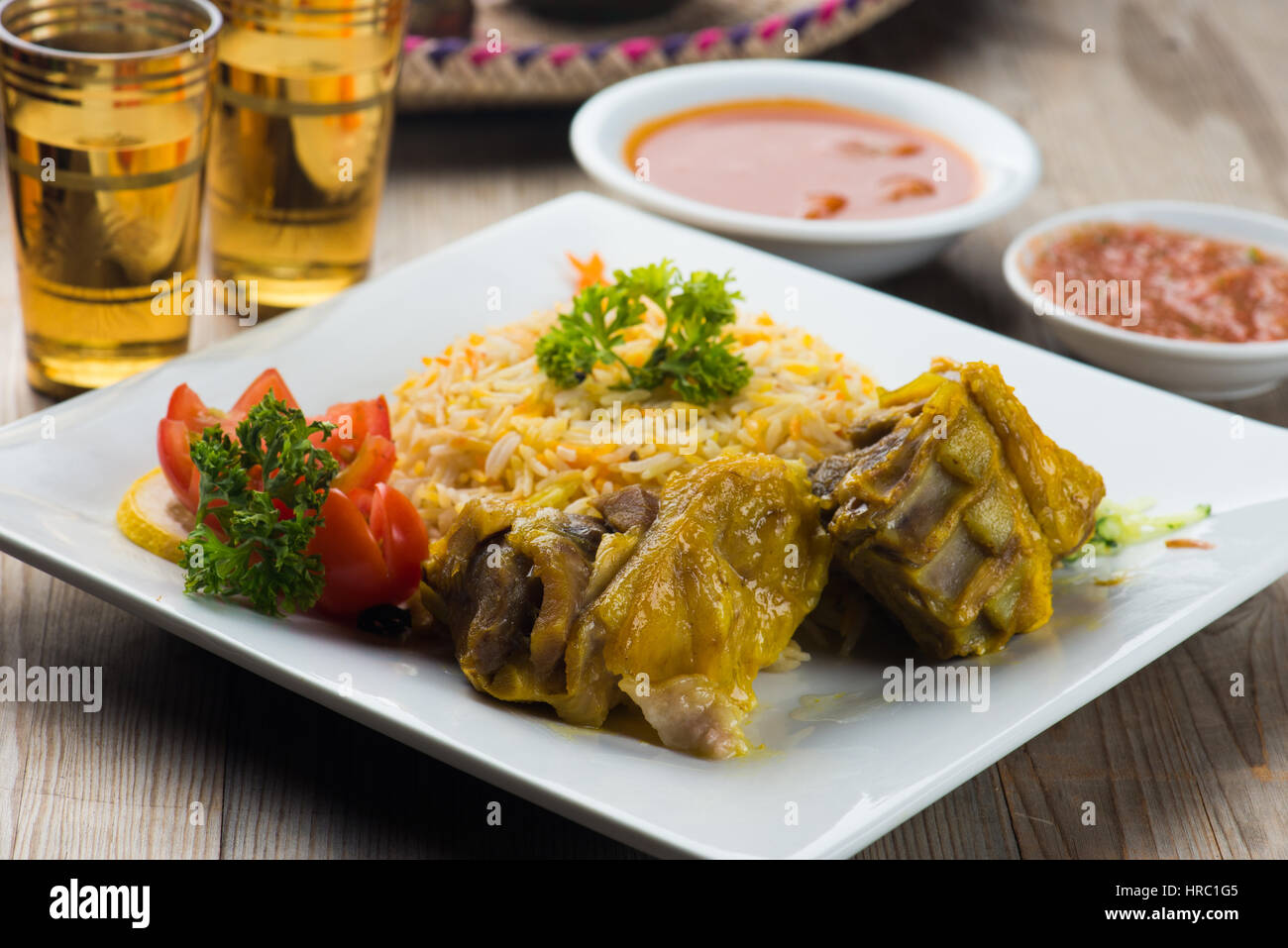 lamb mandi, popular arab rice Stock Photo