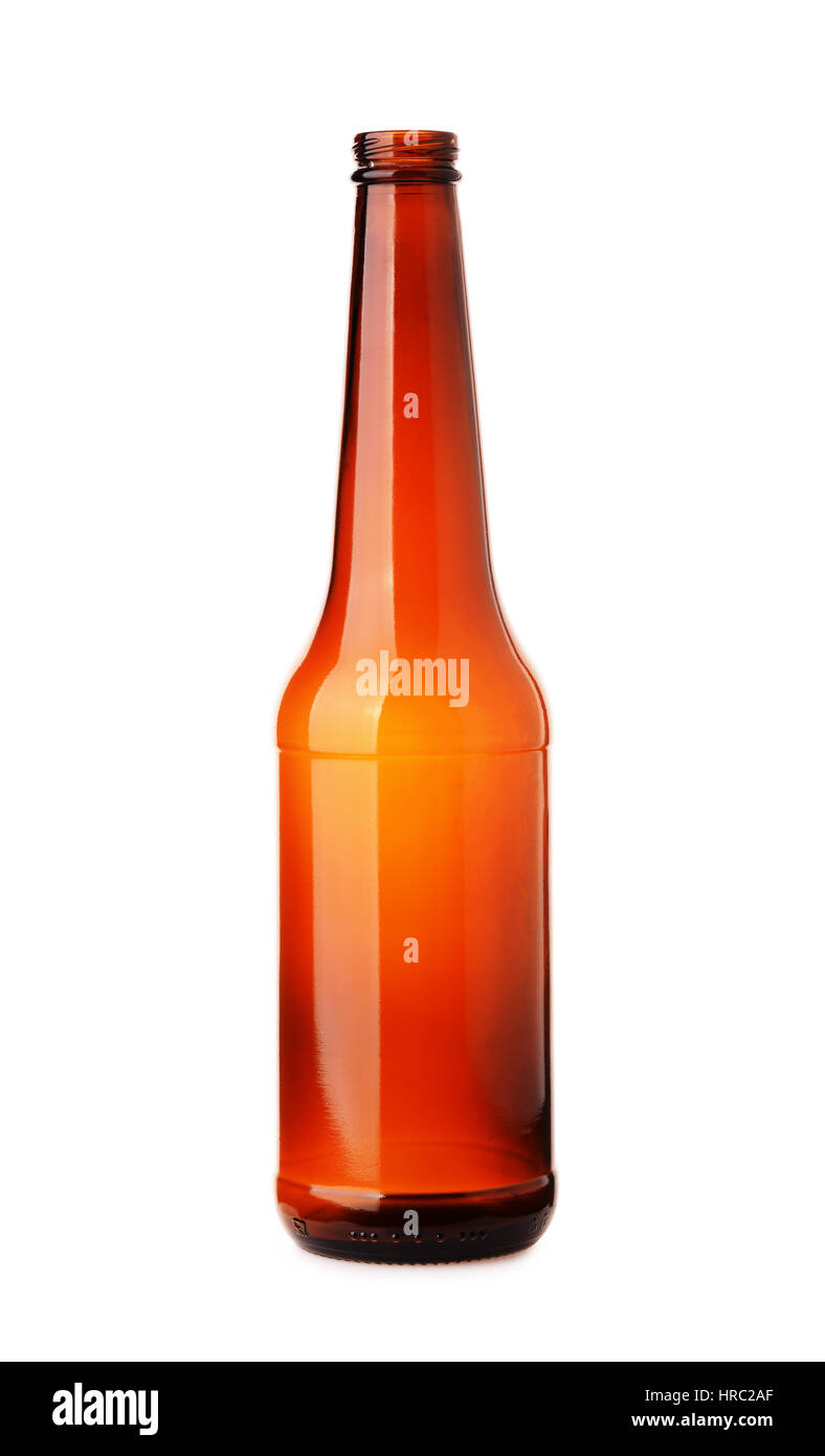 Empty brown beer bottle isolated on white background Stock Photo Alamy