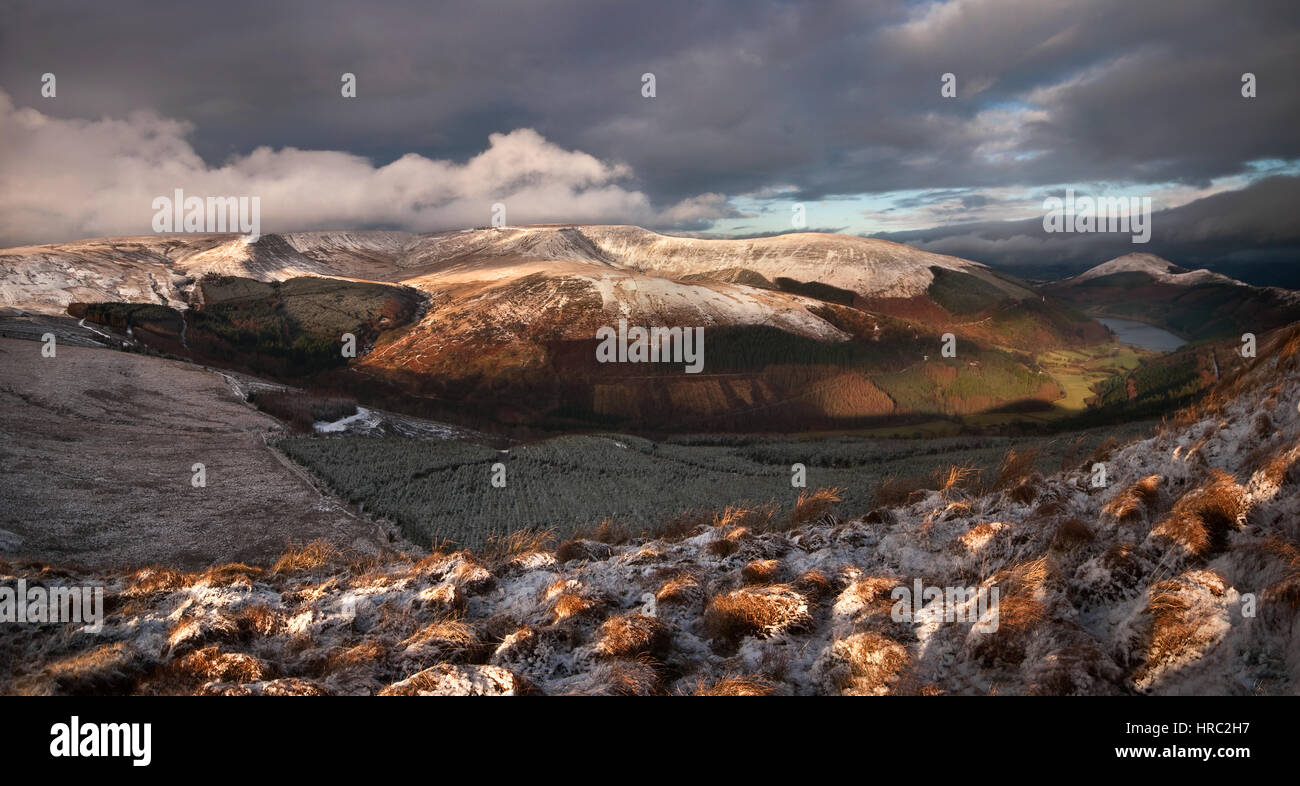 View towards Pen y Fan & Surrounding mountains, Brecon Beacons National Park, Wales, United Kingdom Stock Photo