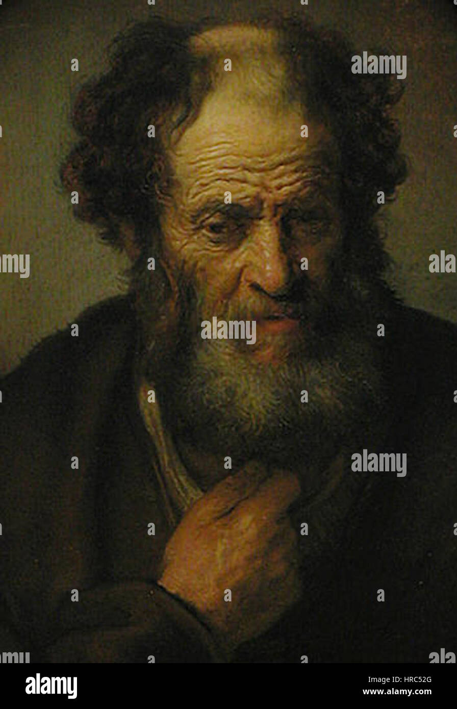 Rembrandt - Portrait of an old man with a beard - INV 1748 Stock Photo ...