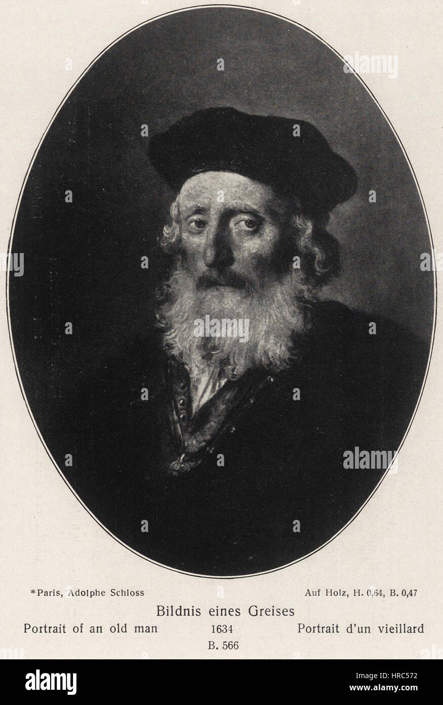 Rembrandt - Portrait of a man with beard and beret Stock Photo - Alamy