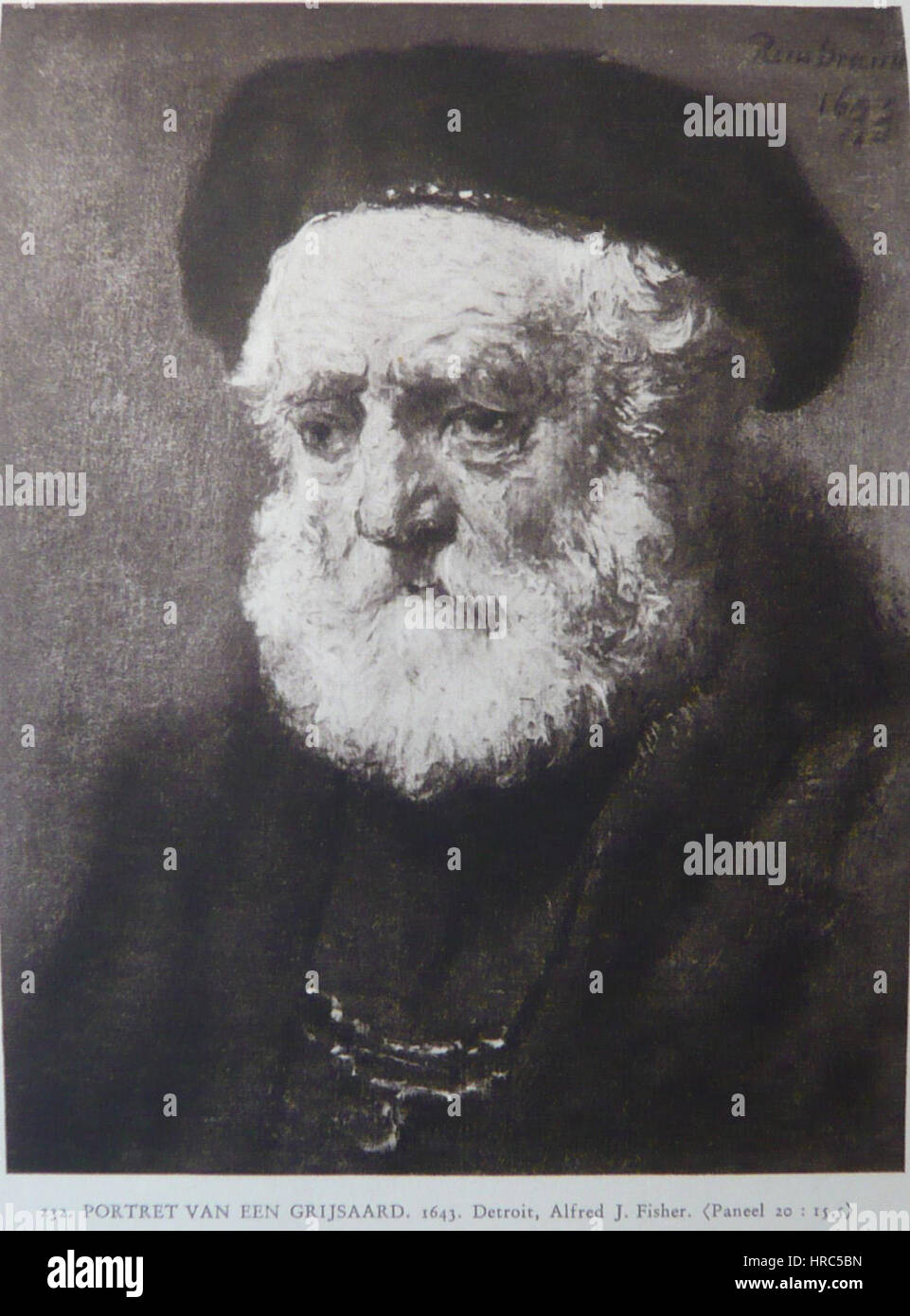 Rembrandt or follower - Portrait of a man with a beard in beret Stock ...