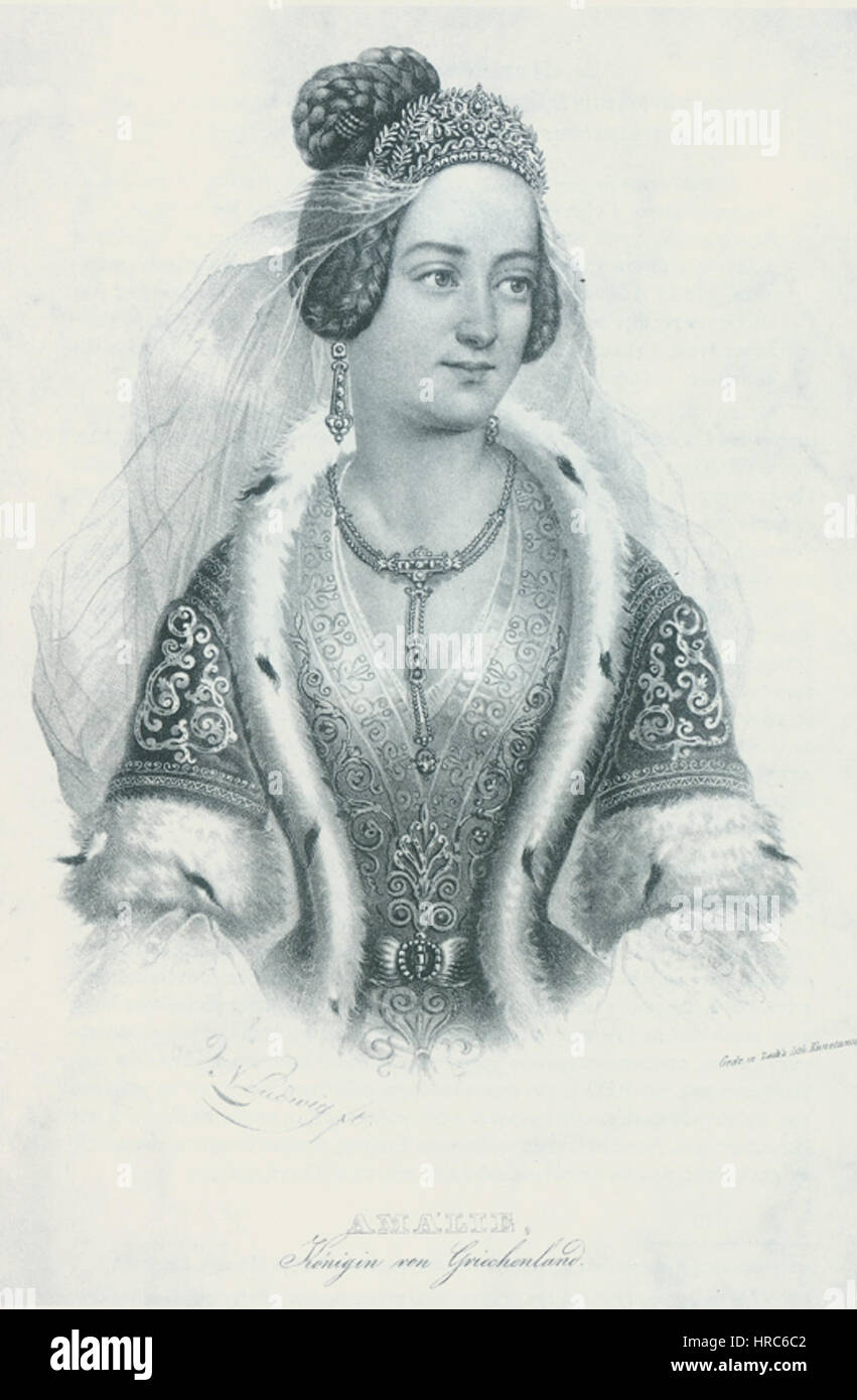 Queen amalia of greece litograph Stock Photo
