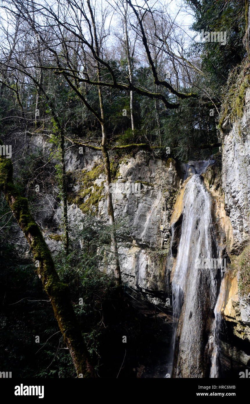 Waterfall Angon on Annecy lake, Savoy Stock Photo Alamy