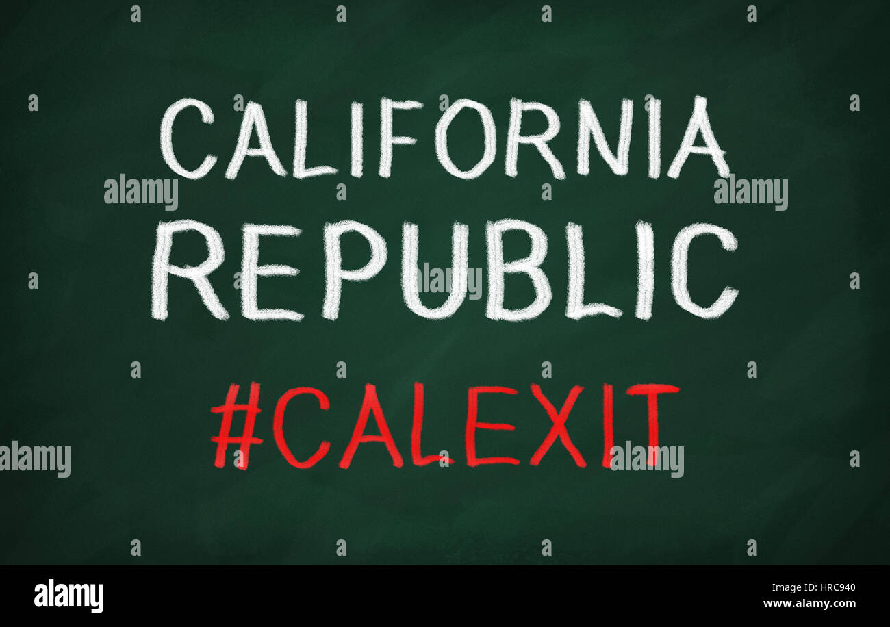 On the blackboard with chalk write CALIFORNIA REPUBLIC Stock Photo