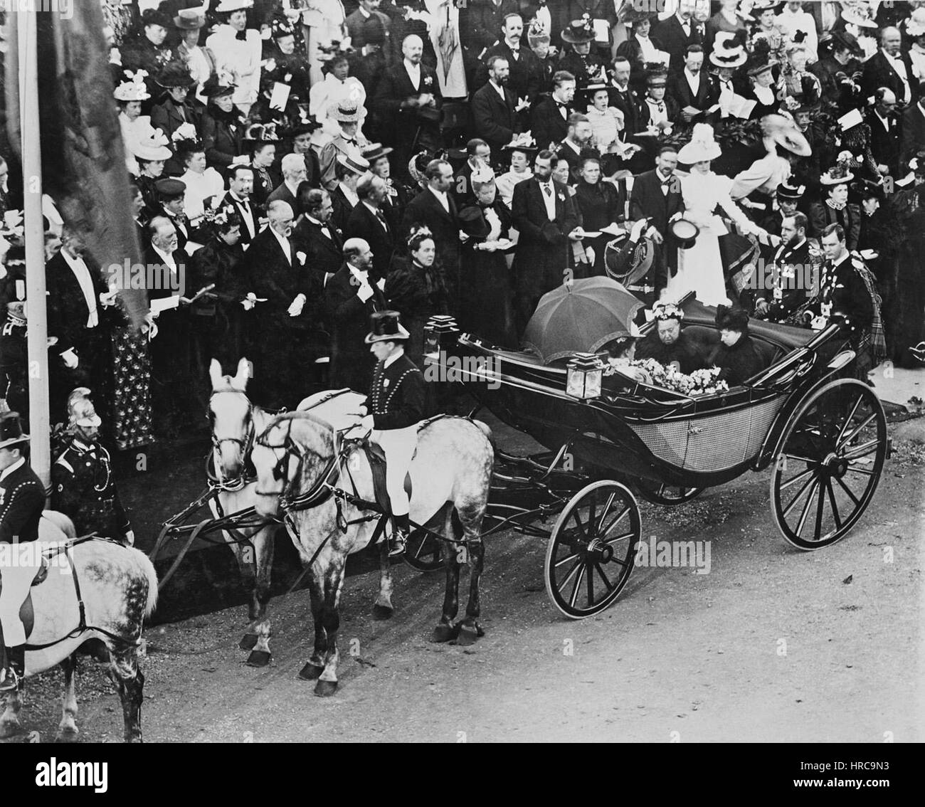 Queen Victoria with Princess Beatrice, Princess Helena Victoria of Schleswig-Holstein, Cowes, Isle of Wight Stock Photo