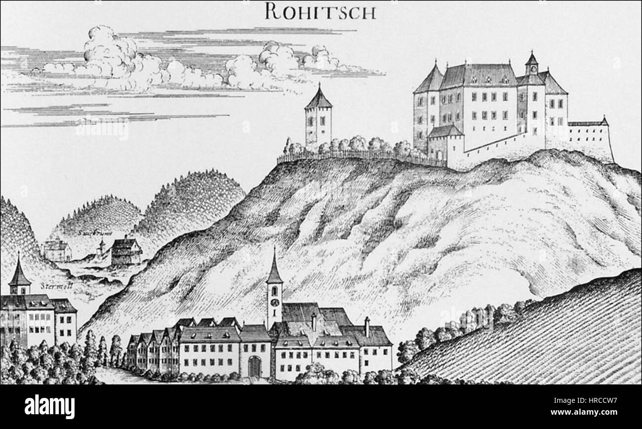 The 1681 depiction of Rogatec presents a historical view of the town, emphasizing its layout and the architecture of the period. The artwork captures the essence of Rogatec during the 17th century, showcasing its historical significance. Stock Photo