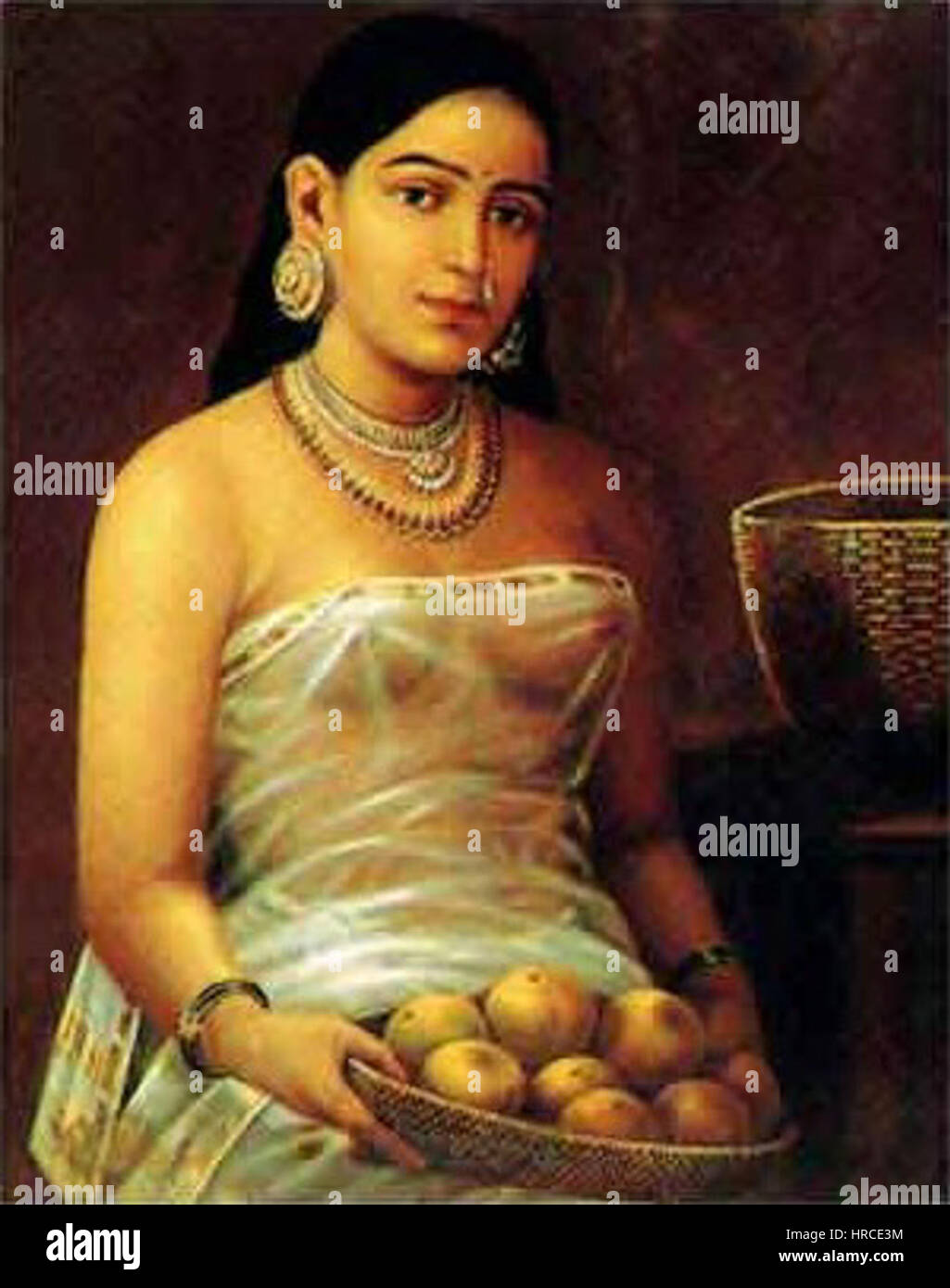 Raja Ravi Varma, Lady with Fruits Stock Photo