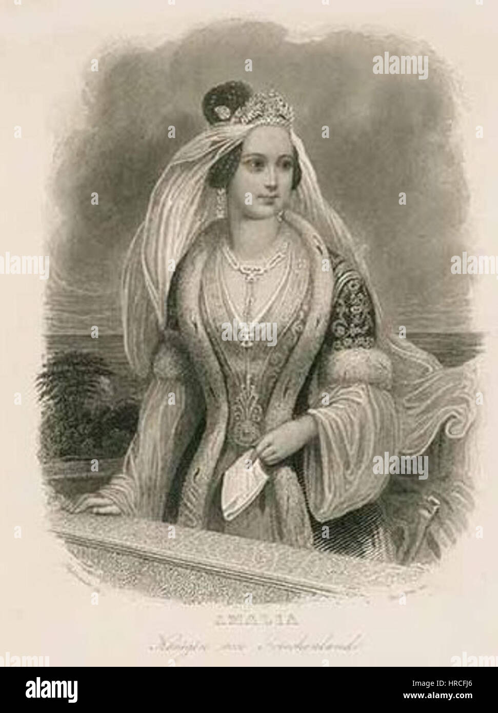 Queen Amalia of Greece 1840 Stock Photo