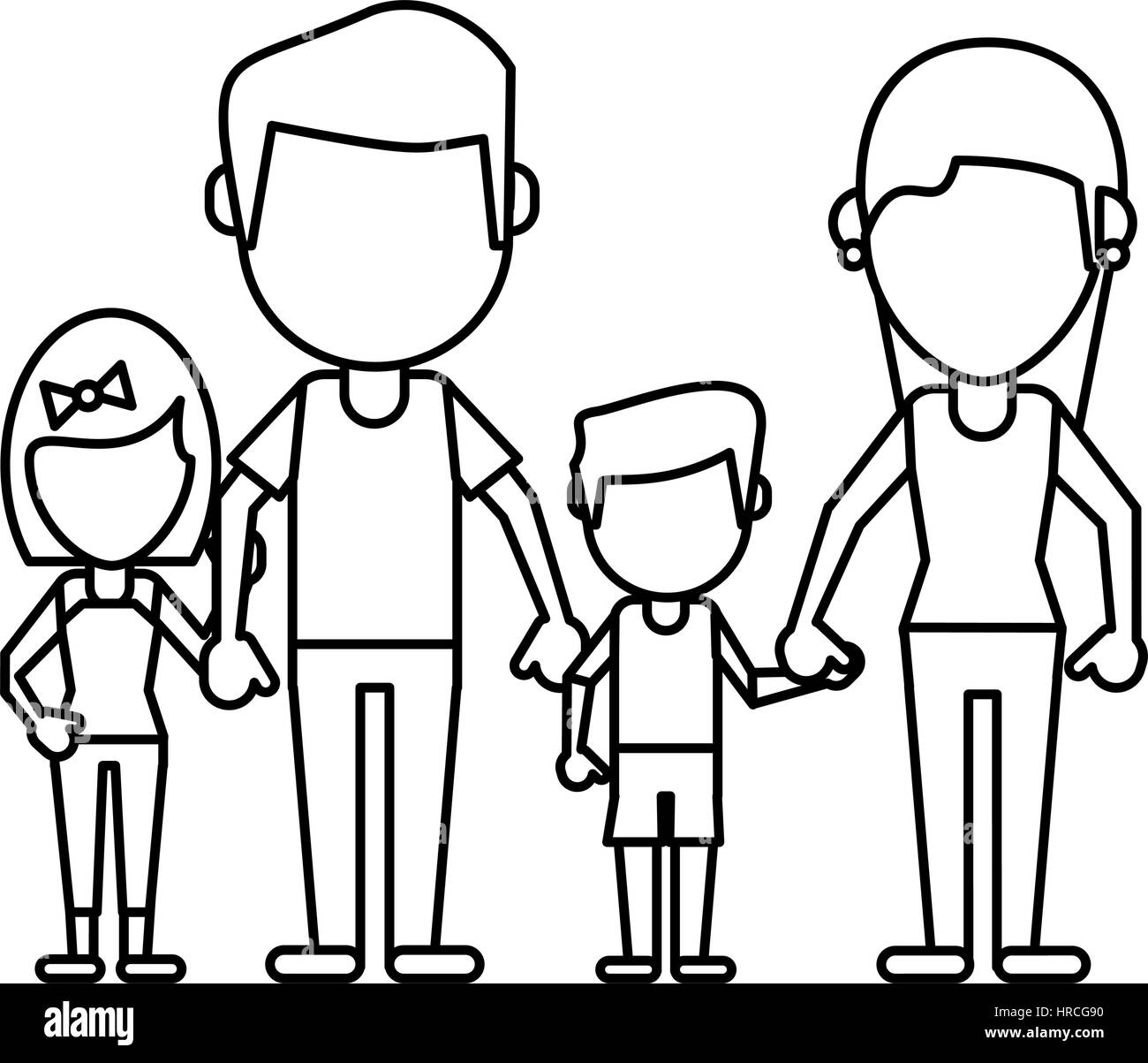 Dad Daughter Family Outline Vector High Resolution Stock Photography