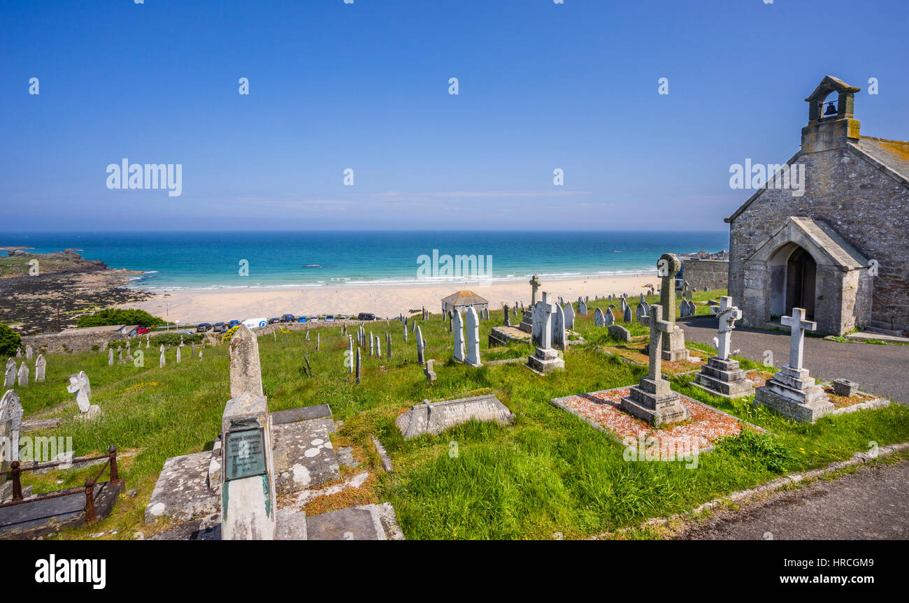 United Kingdom, Cornwall, St Ives, Barnoon Cemetary and Chapel Stock Photo