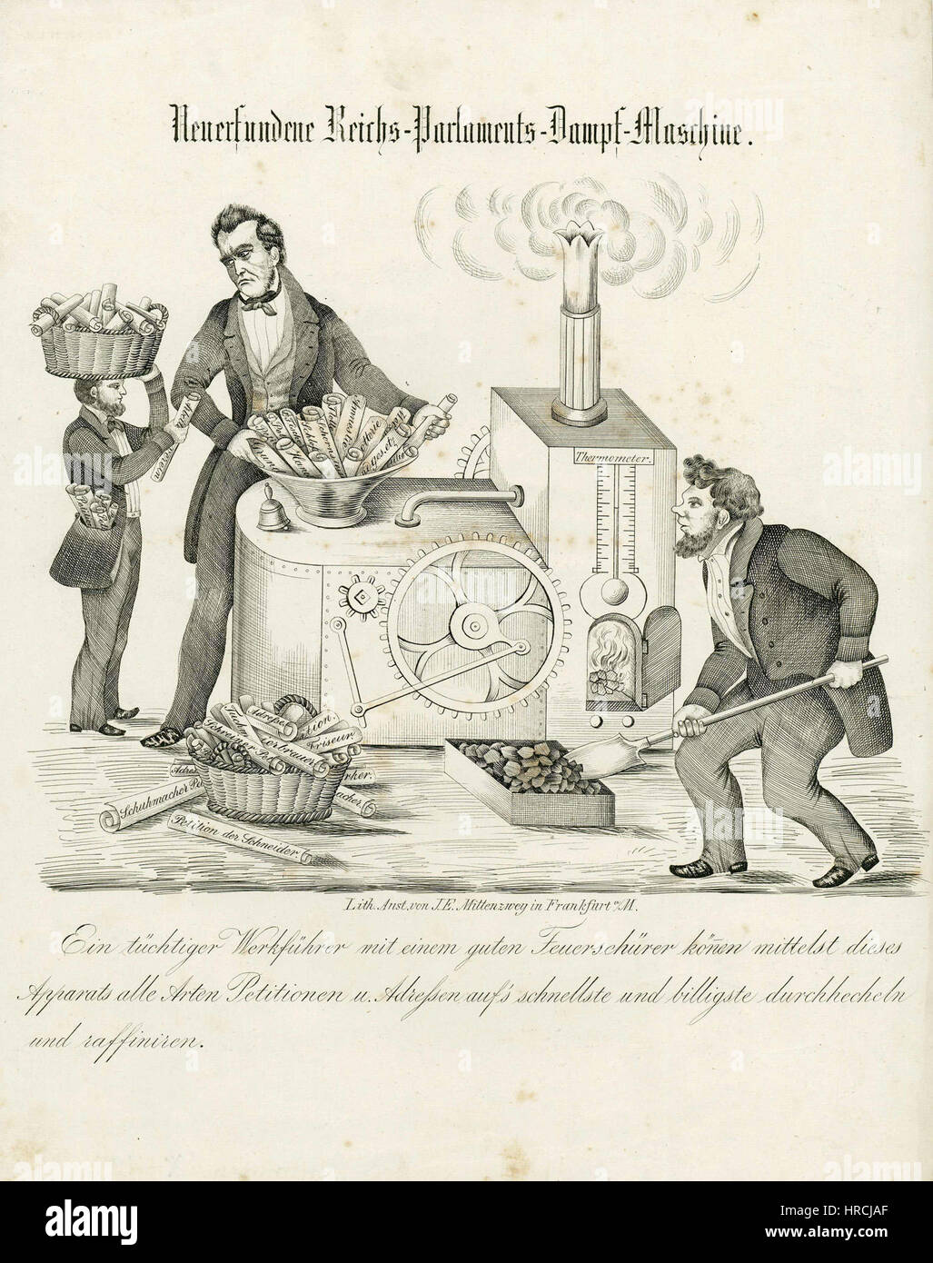 Reichs-Parlaments-Dampf-Maschine 1848 Stock Photo