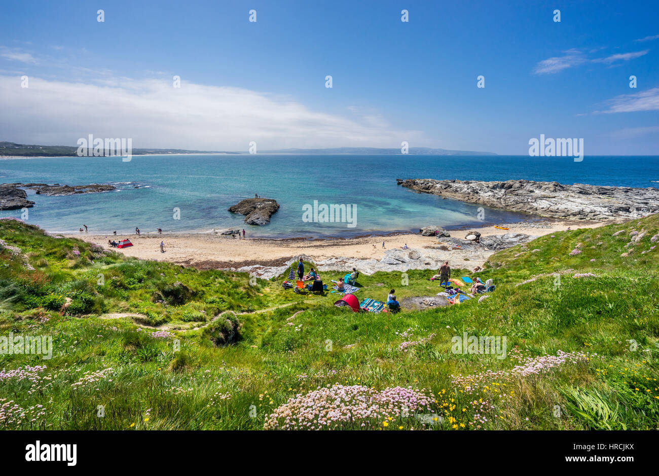 United Kingdom, Cornwall, GodrevyPortreath Heritage Coast, beach at