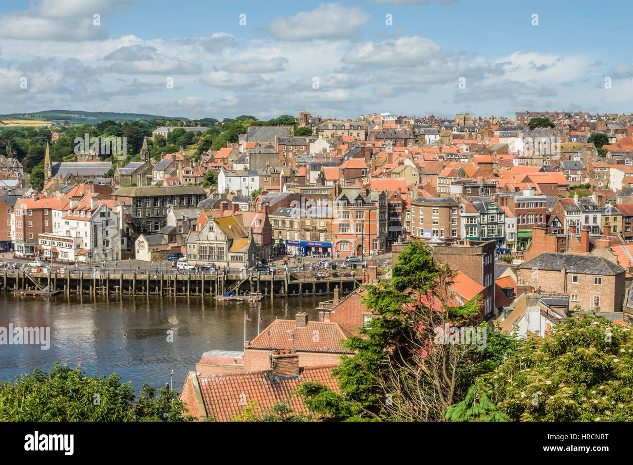 Elevated view over old town of Whitby, England, UK Stock Photo