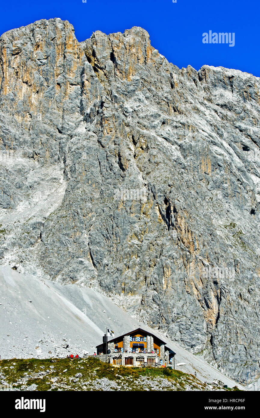 Mountain hut Carschinahütte, south face of the Sulzfluh peak, St. Antönien, Prättigau, Graubünden, Grisons, Switzerland Stock Photo