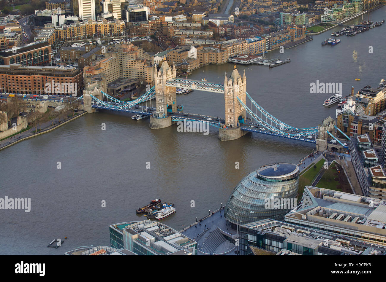 Aerial view of Tower Bridge, London Stock Photo