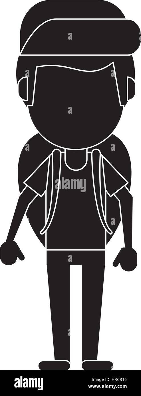 man backpack and cap pictogram Stock Vector Image & Art - Alamy