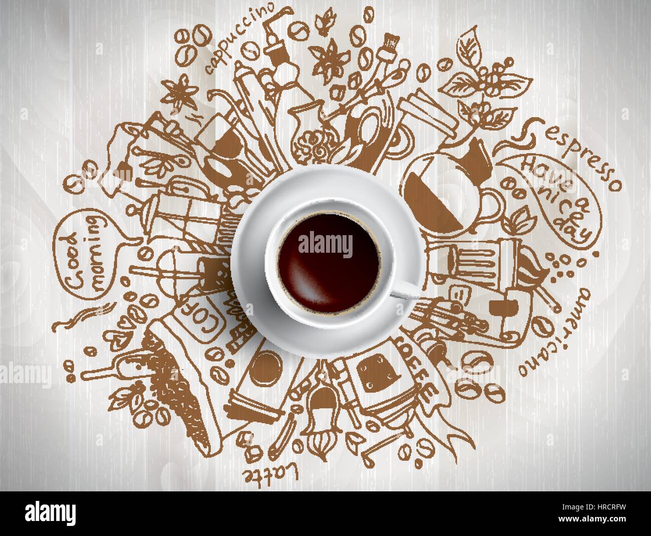Coffee doodle hi-res stock photography and images - Alamy