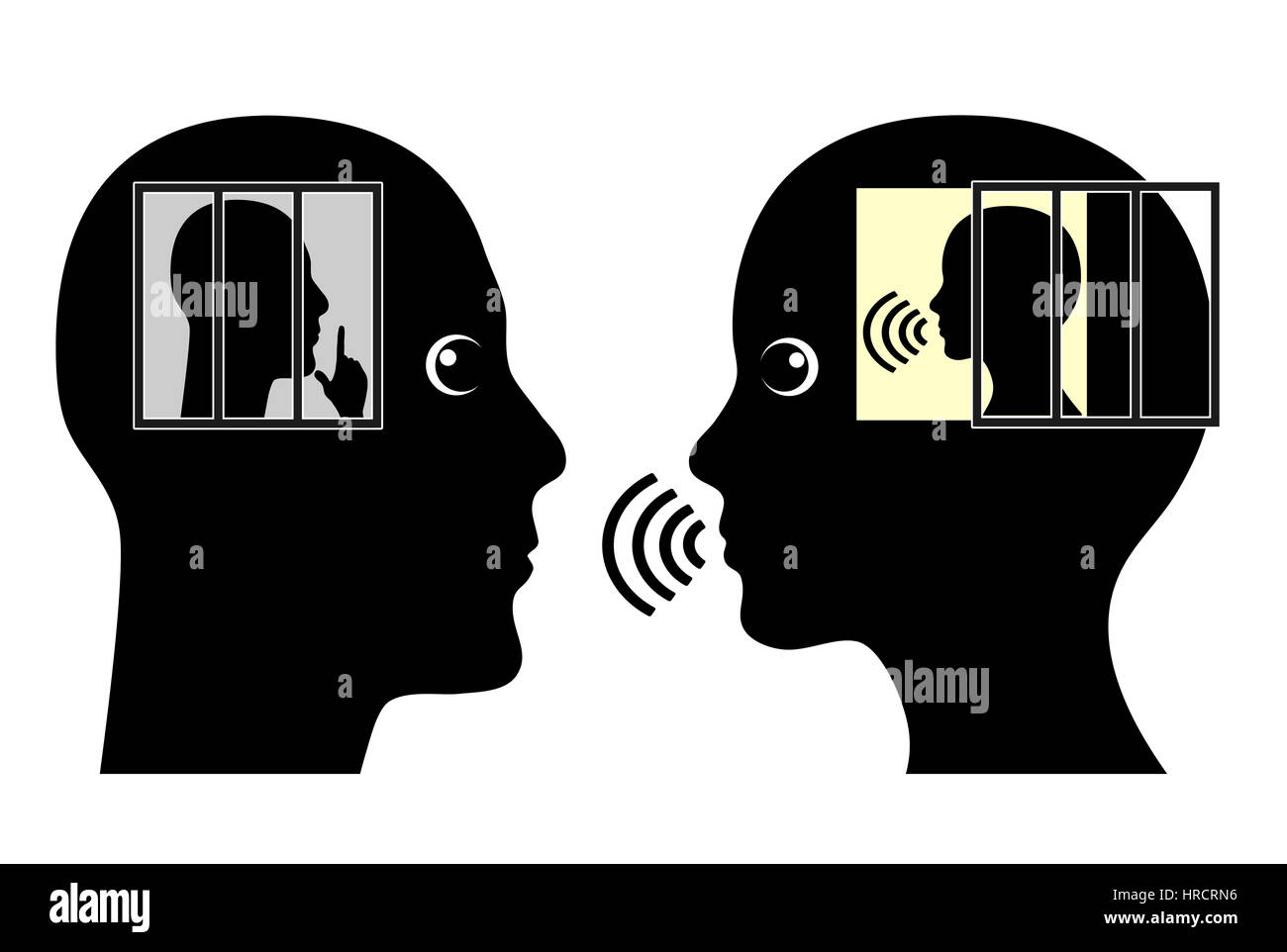 Different character traits of man and woman, introversion versus extroversion Stock Photo