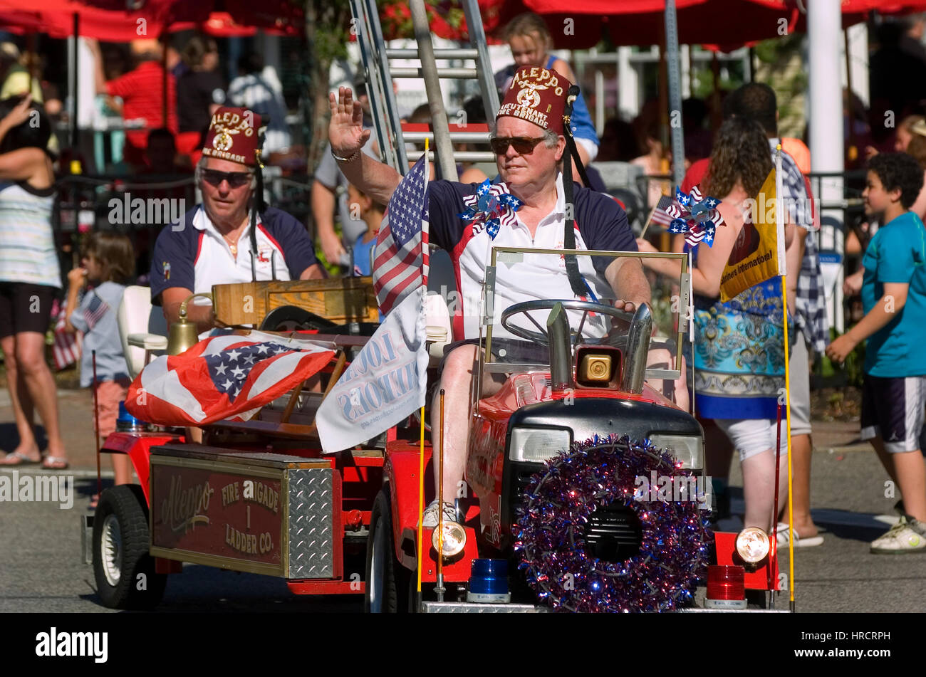 Shriners in the annual 4th of July parade in Hyannis, Massachusetts on Cape Cod Stock Photo