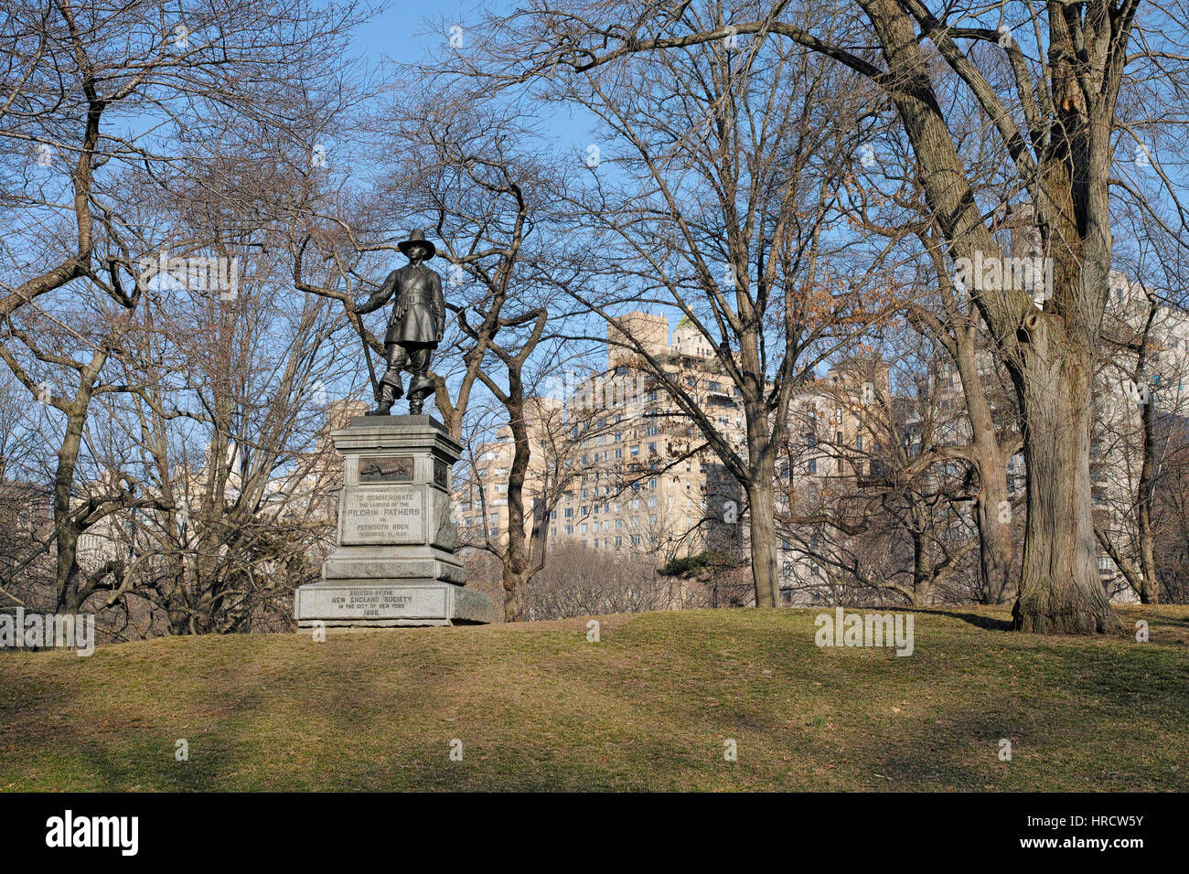 Pilgrim Fathers monument Central Park New York Stock Photo