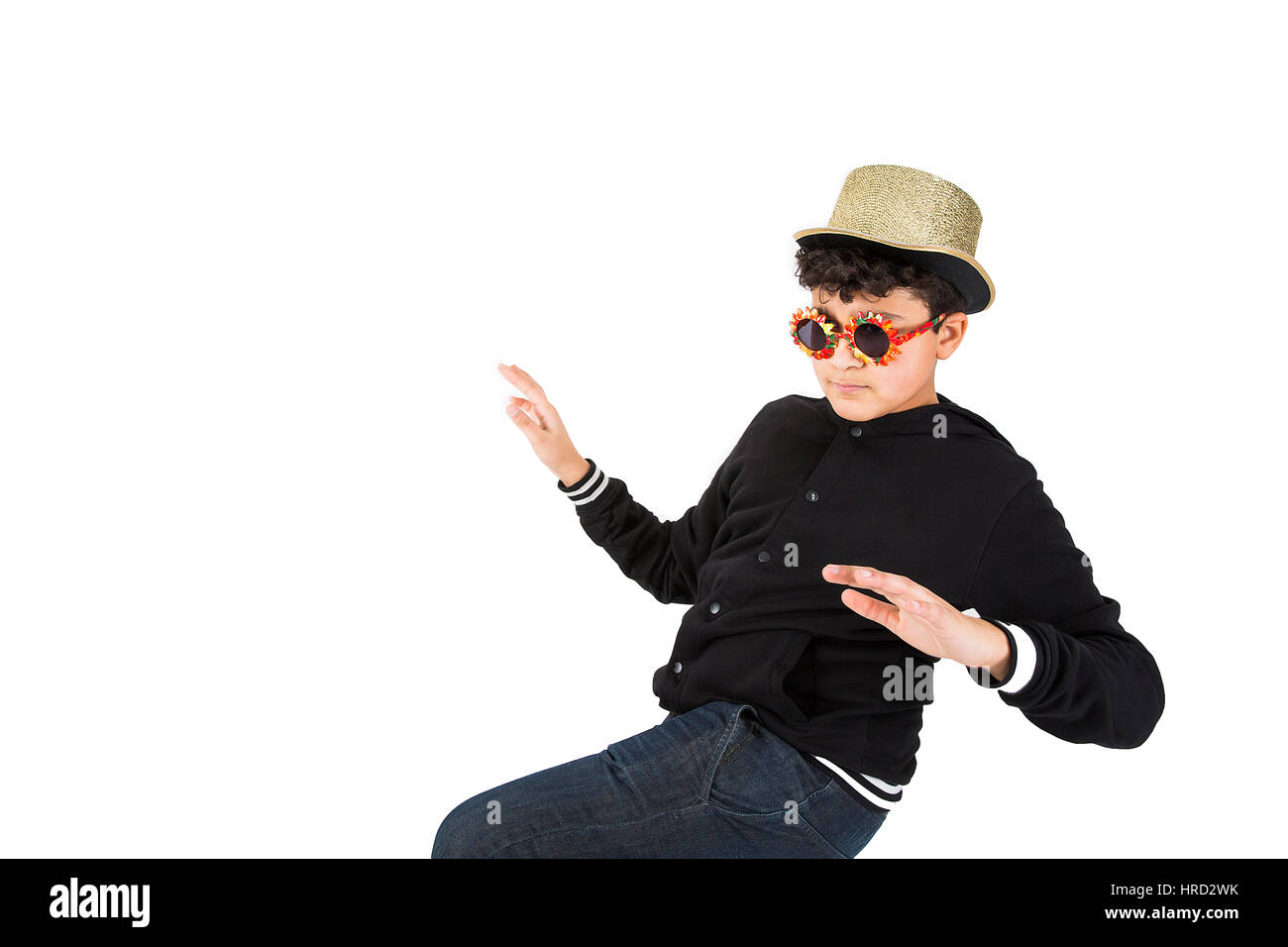 Boy wearing sunglasses and hat. Stock Photo