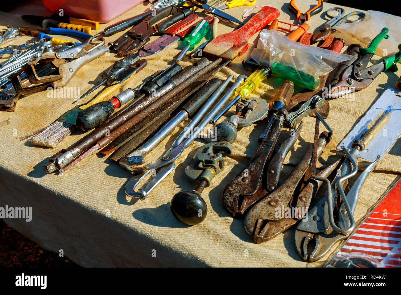Hardware for sale at the market sale, a used tool Stock Photo Alamy