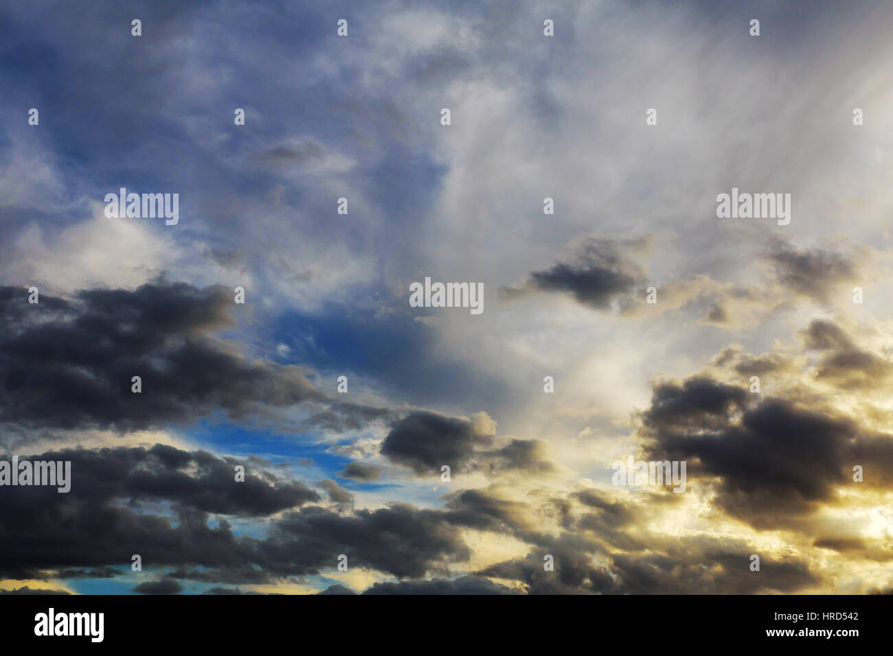 Dramatic clouds in sky background. Stock Photo