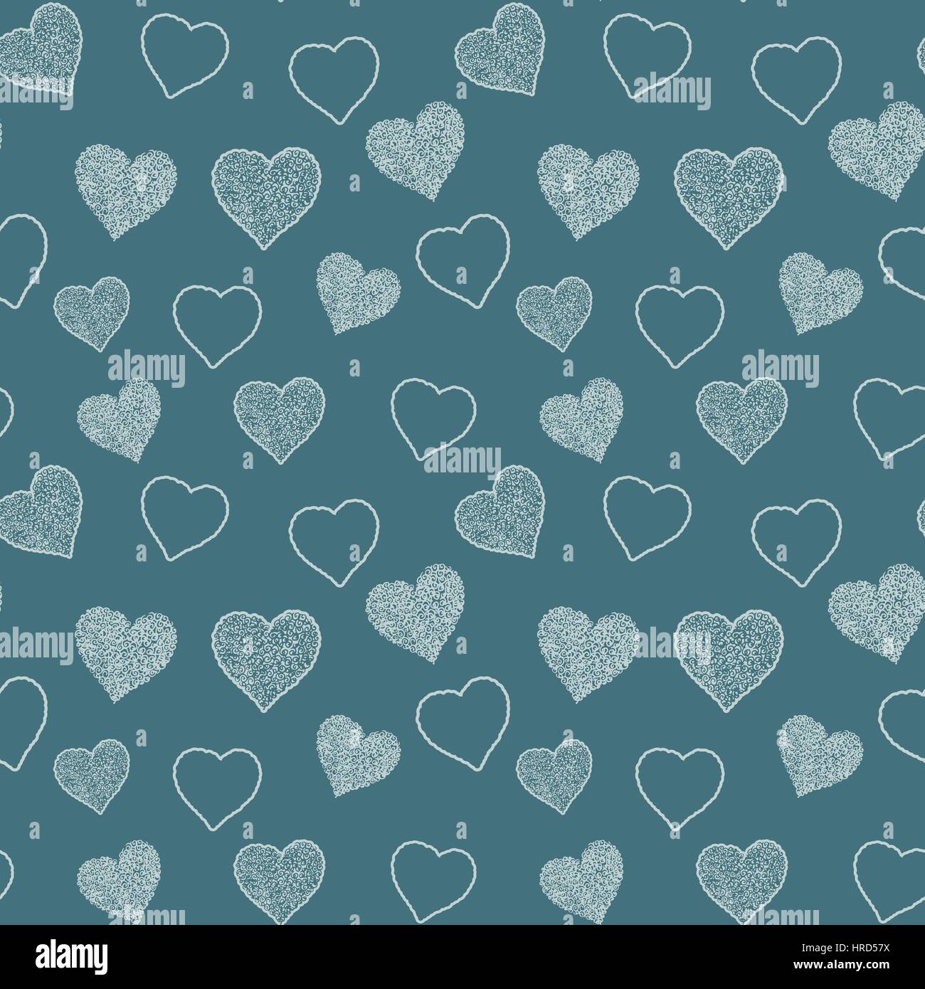 Seamless pattern with hand drawn doodle hearts, vector illustration ...
