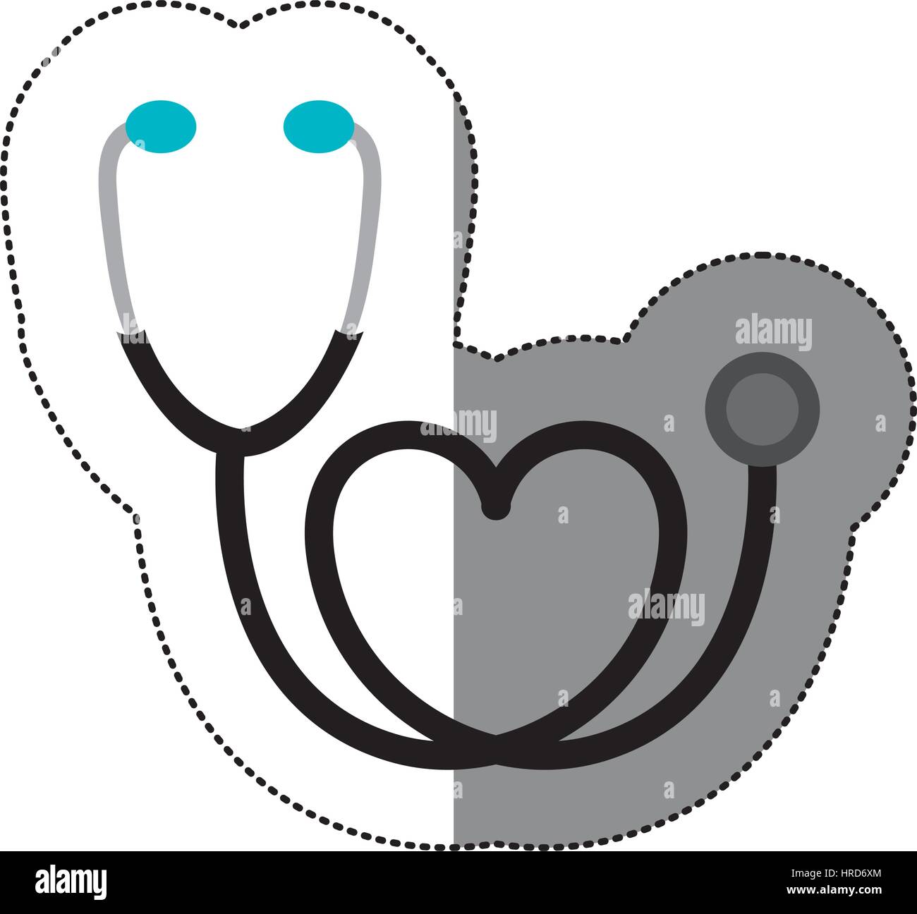 color black sticker stethoscope with heart icon Stock Vector Image ...