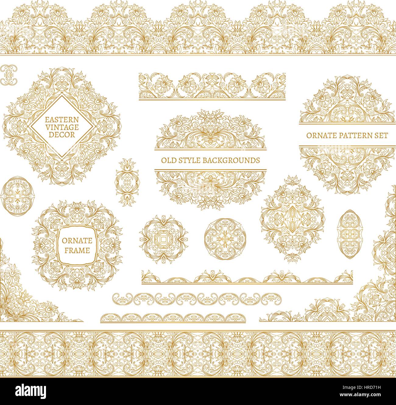 Big vector set of ornate art frames, vignettes and border Stock Vector ...