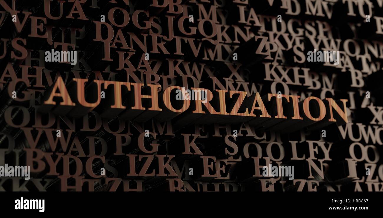 Authorization - Wooden 3D rendered letters/message. Can be used for an ...