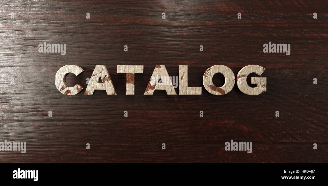 Catalog grungy wooden headline on Maple 3D rendered royalty free