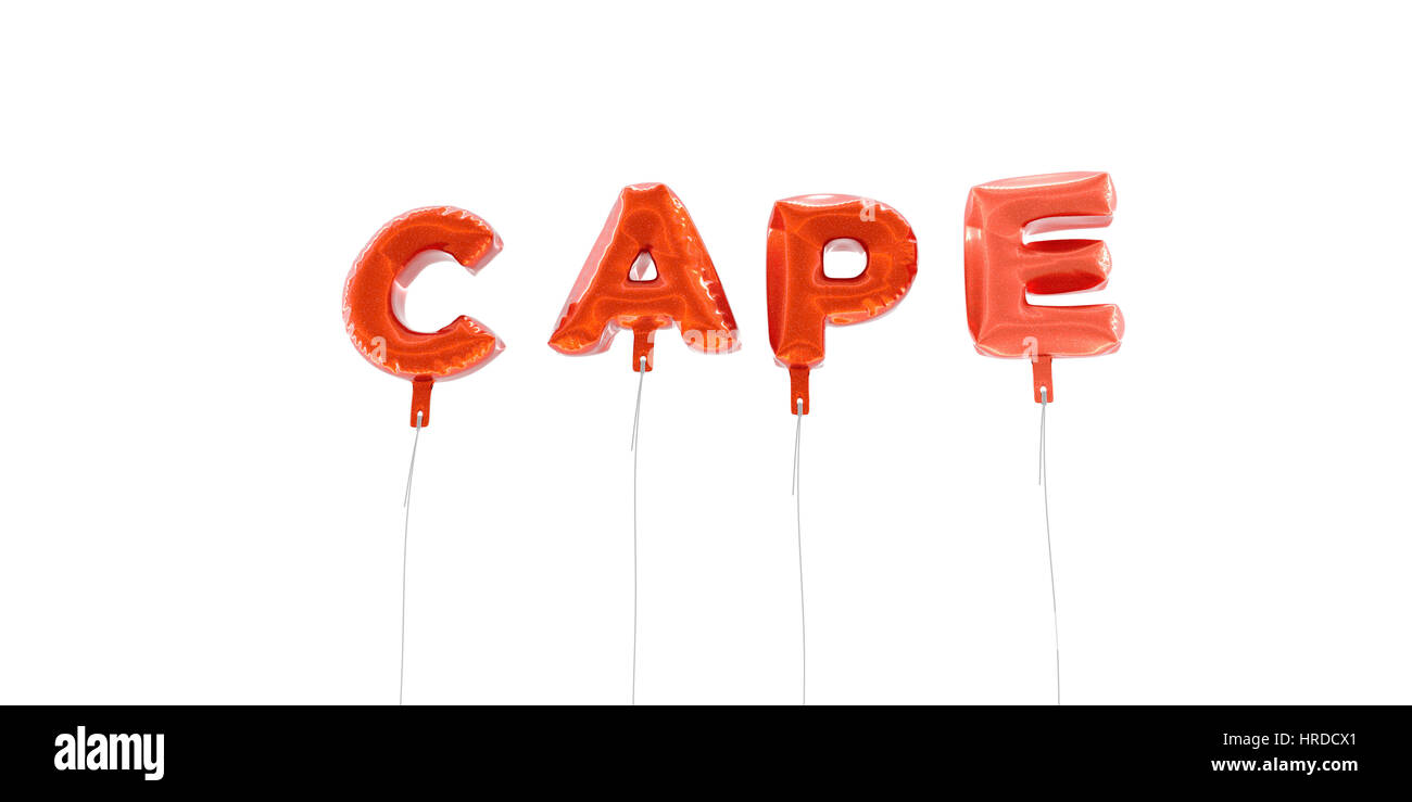 Cape Word Made From Red Foil Balloons 3d Rendered Can Be Used