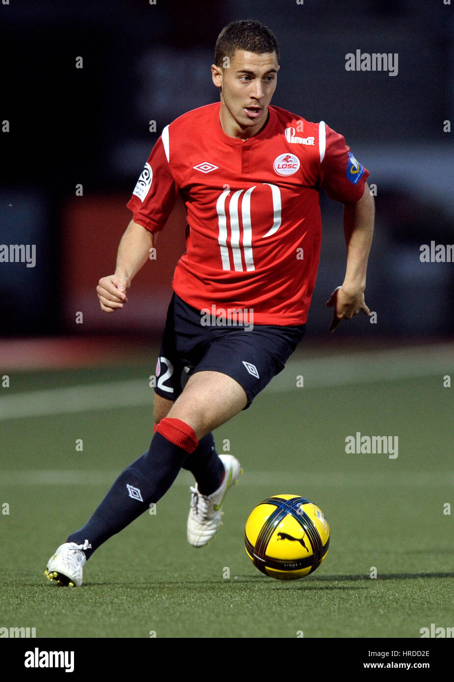 20110507 NANCY, FRANCE: Belgian Eden Hazard of Lille OSC in action, during the French League One soccer match AS Nancy against OSC Lille, at the Marce Stock Photo