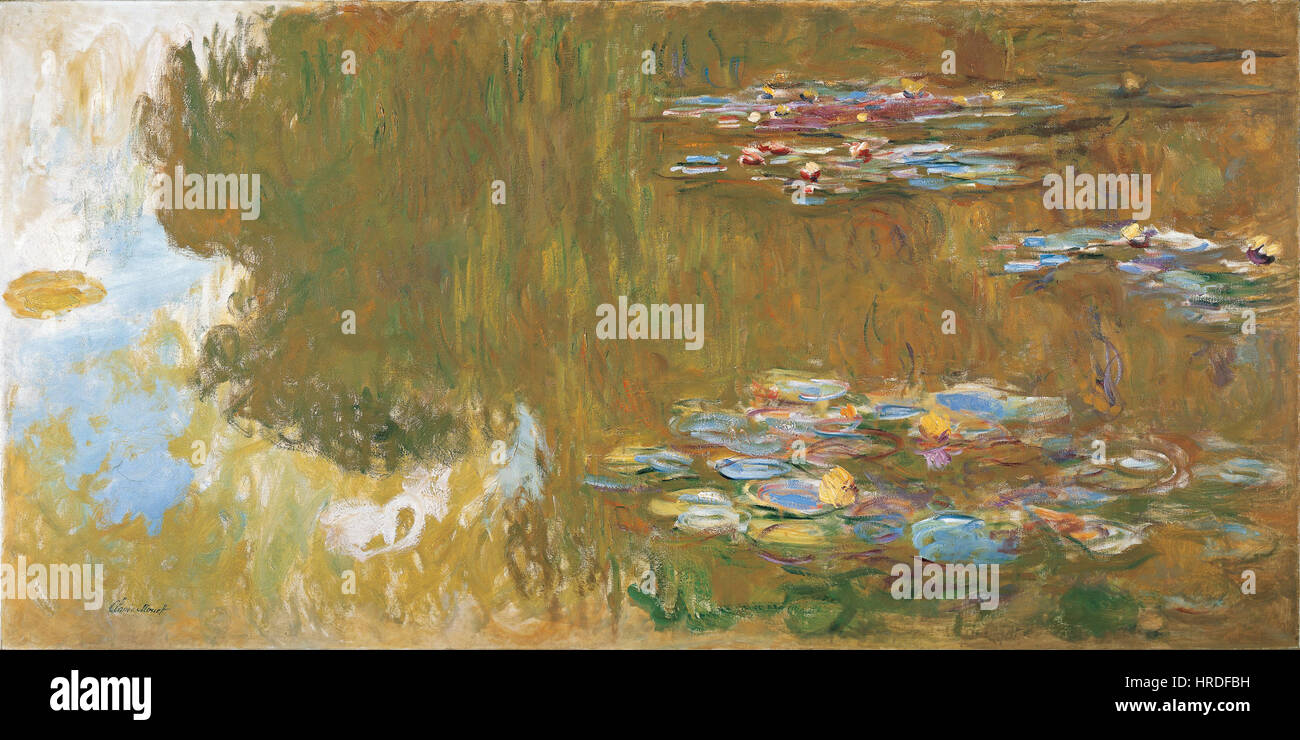 Claude Monet, The Water Lily Pond, c. 1917-19, frame cropped, Google Art Project Stock Photo