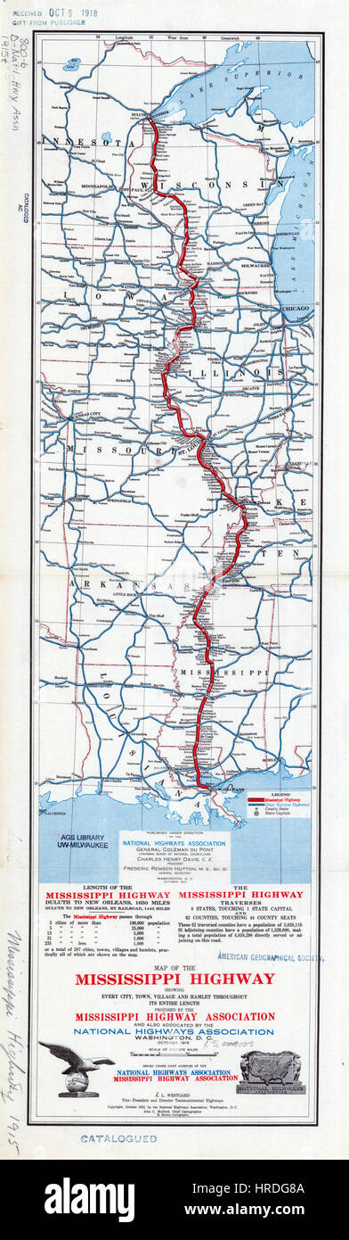 Map of the Mississippi Highway WDL11547 Stock Photo Alamy