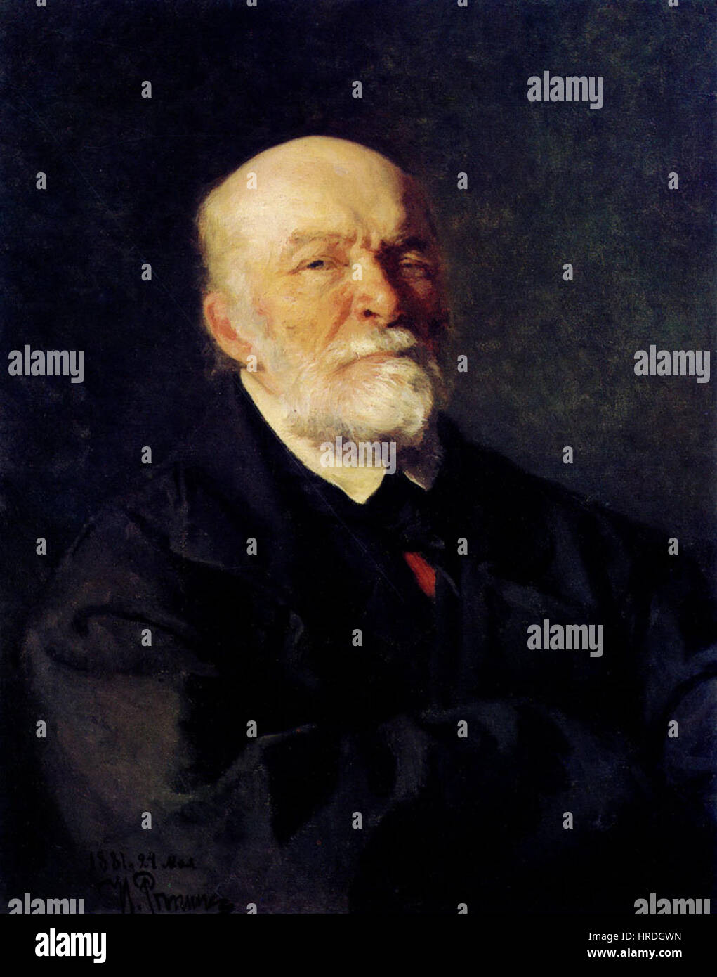 Ilya Repin Portrait of the Surgeon Nikolay Pirogov 1881 Stock Photo