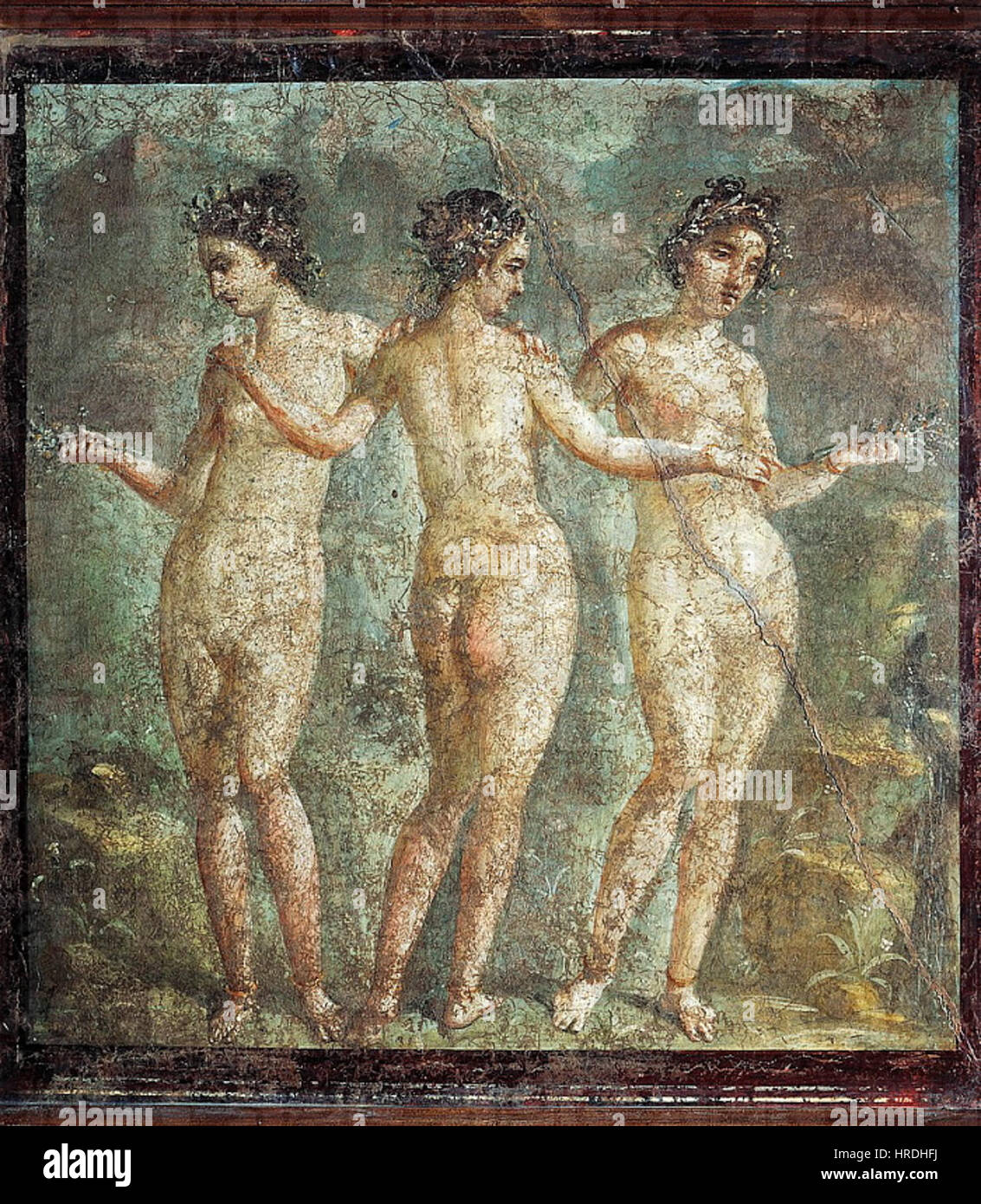 The Three Graces, from Pompeii (fresco) Stock Photo