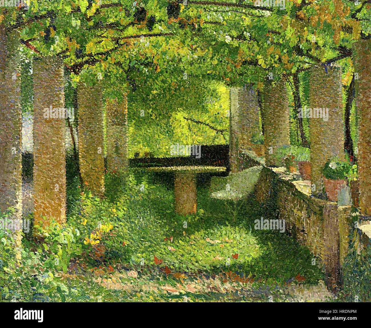 Henri Martin - The Arbour Stock Photo