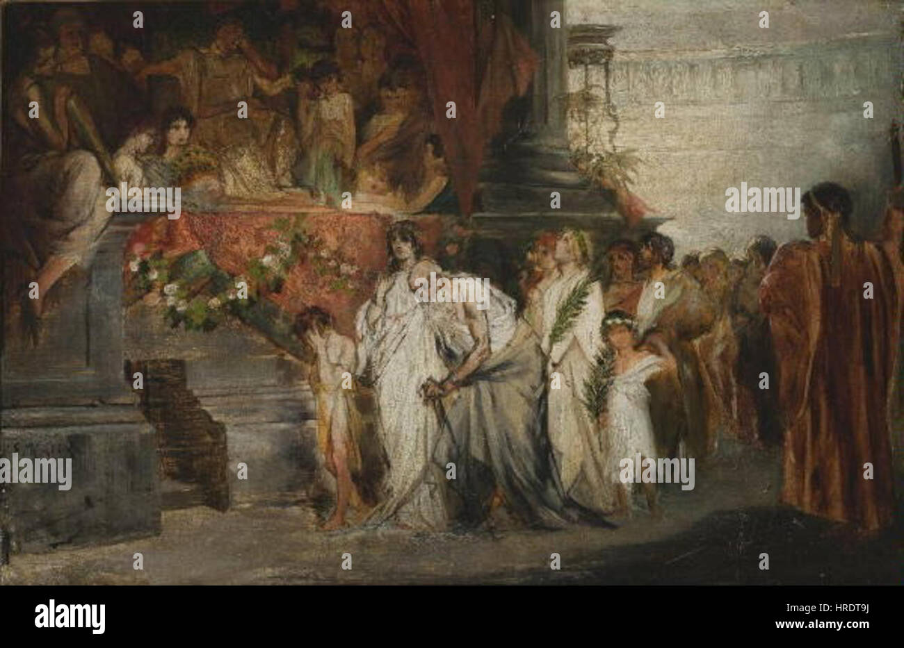 Emanuel Krescenc Liska’s 'Morituri te salutant Caesar' features a dramatic portrayal of gladiators in ancient Rome, offering a glimpse into the brutal combat and imperial spectacles of the Roman Empire. Stock Photo