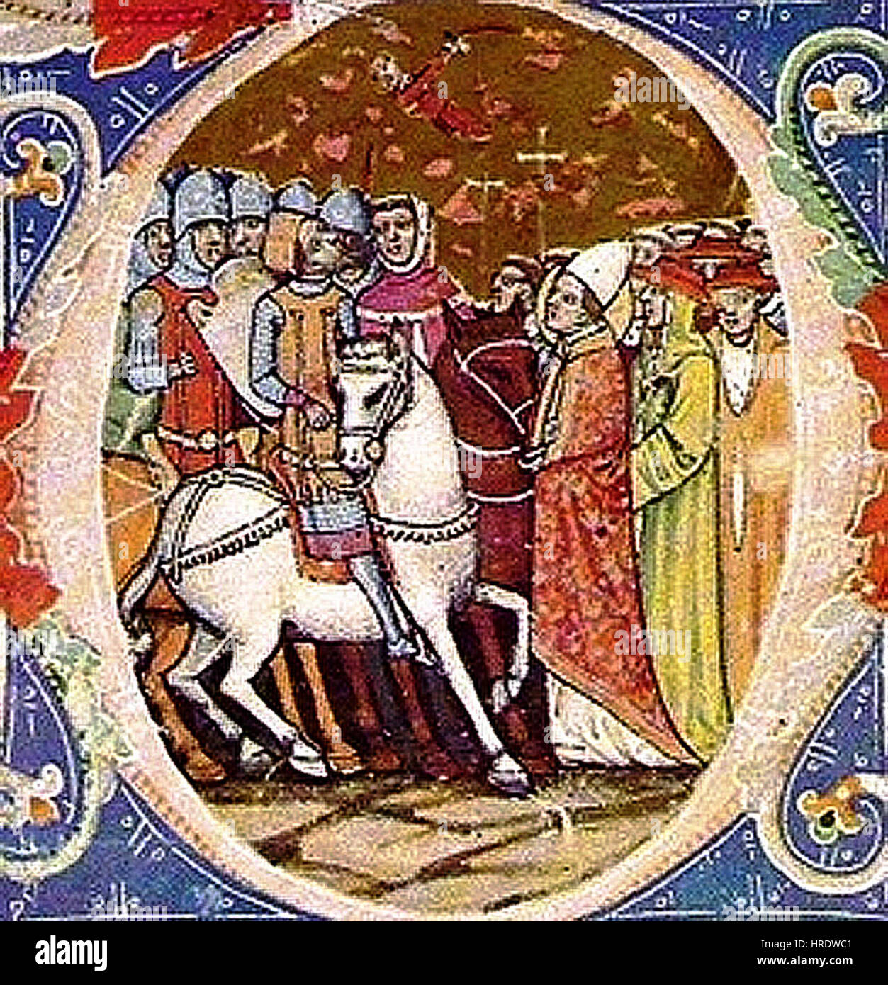 The Conclave of Lyon, which elected Pope John XXII, is an important historical event in the Catholic Church. Depicting the election, this artwork captures the solemnity and religious significance of the moment. The scene highlights the grandeur of the papal election process and the anticipation of the Church's future leadership. Stock Photo