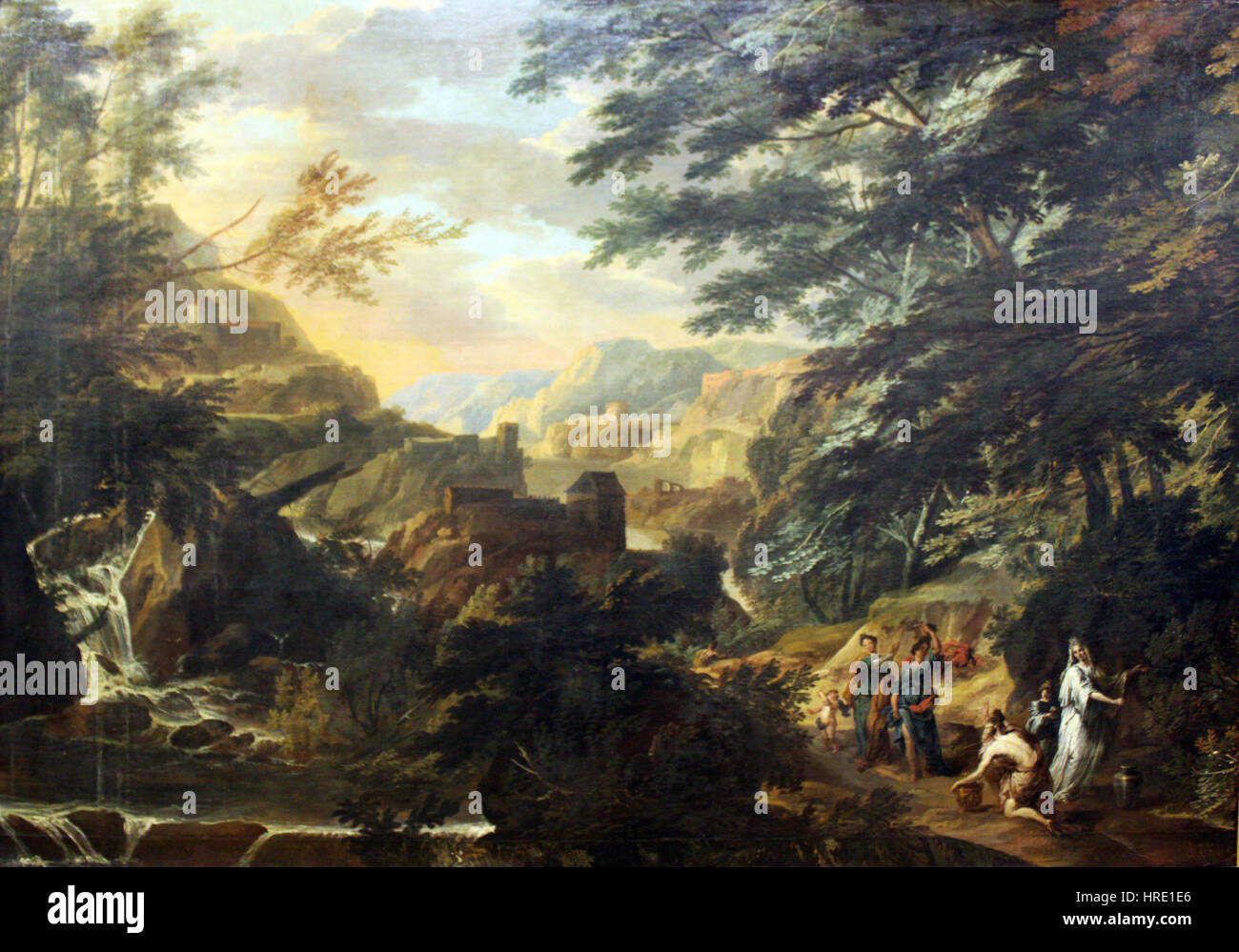 Millet’s 1670 'Landschaft' features a rural scene characterized by its calm atmosphere and attention to the natural landscape. Millet, known for his depictions of agrarian life, uses the landscape to highlight both the beauty and hardship of rural existence. Stock Photo